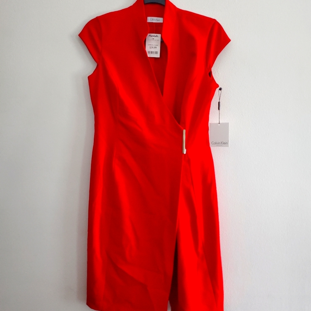 Calvin Klein V-Neck Red Dress